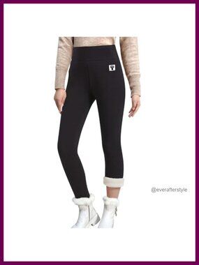 Fleece Lined Thermal Leggings Slim Fit High Waist Winter Warm Pants